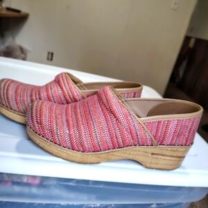 Dansko Pink and Tan Mules